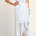 Lulus LuLu’s Forever Be Lt Blue Floral Jacquard Maxi Dress sz small NWT Photo 0