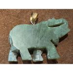 Jade carved Elephant Pendant With Sterling Bail And Gold Wash Vintage Photo 1