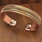 Pure Copper Two Tone Magnetic Bracelet Energy Cuff Bangle Photo 0