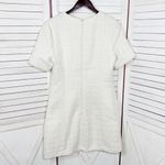 H&M  Boulce Tweed Short Sleeve Sheath Dress Ivory Shimmer Medium Photo 9