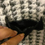 Tahari  Eyelash Fringe‎ Houndstooth Button Front Cardigan Sweater Size Medium Photo 5