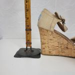 Toms  Sienna Womens Sandals Size 9 Cream Canvas‎ Crisscross Open Toe Cork Wedge Photo 10