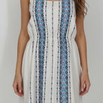 Loft  Cream Embroidered Empire Waist Spaghetti Strap Dress XL Photo 0