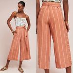 Anthropologie  Orange Striped Portia Linen Wide Leg Tie Waist Pants‎ Photo 1