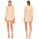 RETROFÊTE‎ Nikki Sequin Long Sleeve Minidress in Sea Shell Size Small NWT Tan Photo 1