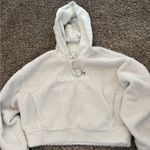Lululemon Textured Fleece Embroidered Logo Hoodie Bone Ivory Cream Cropped Sz 6 Photo 1