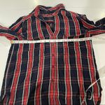 ZARA Navy Blue & Red Plaid Long Sleeve Button Down Shirt Size M Photo 5