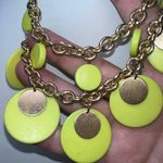 Boho Gold Tone and Neon Disc Statement Bib Necklace Photo 2