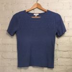 Christopher & Banks  L Cotton Acrylic Stretch Short Sleeve Blue Sweater Top Photo 0