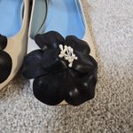 Frances Valentine Ivory Mary Jane Block Heel Shoes Size 7B Flower‎ Embellished Photo 2