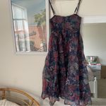 Lulus  Cherished Aura Navy Blue Floral Organza Bustier
Midi Dress Photo 7