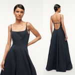 STAUD Joli Open-Back Full Skirt Maxi Dress Gown Navy Blue NWT Size 4 Photo 11