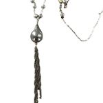 Lucky Brand Gray Pearl Beaded Silver Chain Tassel Pendant Drop Necklace Photo 1