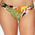 Bar III Women's Swim Green Boho Tropical-Print Ruched Bikini Bottom Size M New Photo 0