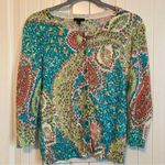 Talbots Sweater Womens Sp Green Blue Orange Button Front Cardigan Photo 0