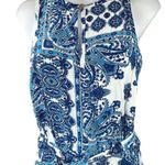 Loft Ann Taylor  Blue Paisley Print Sleeveless Wide Leg Romper Jumpsuit Size S Photo 5