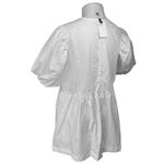 H&M NEW White Short Puff Sleeve Lace Up Crew Neck Mini A Line Dress Size XL Photo 1