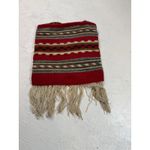 Vintage Vegetal Collecting Carrier Bag Woven Tapestry‎ Fringe Hippie Boho Red Photo 1