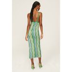 Simon Miller Comet Green Wavy Striped Metallic Knit Sleeveless Midi Dress Sz XL Photo 2