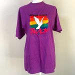 Vintage 80s 90s Greenpeace single stitch embroidered rainbow dove purple… Purple Size L Photo 2