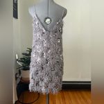 ZARA  Fringe Sequined Silver Mini Spaghetti Dress Photo 3