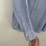H&M  Blue Linen Button Up Top Classic Size US 12 Business Casual Photo 3