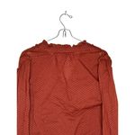 J.Crew  Womens Top Ruffle-trim V-Neck Popover Clip Dot Longsleeve Redwood Rust XS Photo 9