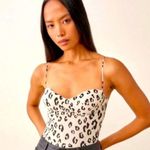 Reformation Liza Top Snow Leopard 8 Animal Print White Black Tank Women’s Sz 10 Photo 0