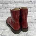 Stuart Weitzman  Womens Size 10 Red Croc Mila Combat Bootie Boots Lift Leather Photo 4