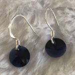 Swavorski Silver Swarovski blue round 8mm crystal earrings Photo 1