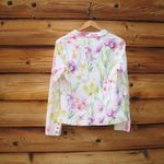 Leggiadro Floral Stretch Cotton Blazer Jacket White Size 8 Photo 5