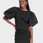 A New Day Black Puff Short-Sleeve Slim Fit Top Photo 0