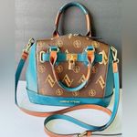 Adrienne Vittadini Adrianne Vittadini Signature Collection Dome Satchel w/Lock Chocolate Teal Bag Photo 0