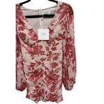 Sweetpot Red Floral Pink Dress Long Sleeve Mini Dress Size 8 NWT Photo 1