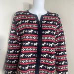 Marisa Christina Scottie Scottish dog pattern holiday Knit Cardigan Sweater Red Size L Photo 0