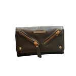 Rampage Black Faux Leather Wallet With Gold Zippers & Snap Closure 7.5" x 4.5" * Photo 6