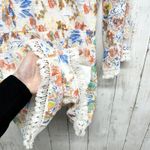 Entro  Romper Women S White Floral Fit & Flare Ruffle Short Bell Sleeve Lace Trim Photo 2