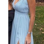 Mac Duggal  Plunge Neck Chiffon Grecian Gown in Powder Blue Size US 2 Photo 1