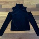 ZARA  | Knit Colder Shoulder Turtleneck Long Sleeve Velour Navy Blue Small Photo 0