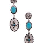Vibrant Elegance Turquoise Oval Dangle Earrings For Women Photo 0