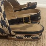 Tory Burch NEW   Lola Woven Slingback PATENT Sandal Size 7.5 NAVY Beige Jute Photo 4