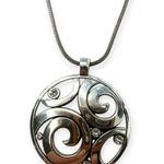 Brighton  JN1492 LONDON GROOVE NECKLACE  Pendant Swarovskl Silver Scroll Photo 2