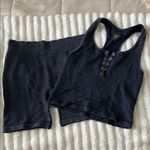 Gypsy + Jade Blue Ribbed Tank and Shorts Set Size L Photo 0