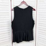 Bar III  Vintage Tribal Pattern Mixed Media Peplum Hem Sleeveless Top Teal Black Photo 8