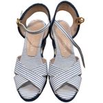 Stuart Weitzman Mirela Nautical Navy Blue White Espadrilles Sandals size 8.5 Photo 1