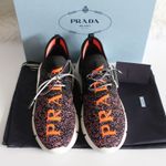 Prada Logo Speckled Lace Up Sneakers Photo 3