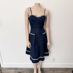 Modcloth [] Dollz & Dames Daisy May Denim Fit & Flare Retro Pinup Dress Sz Medium Photo 1