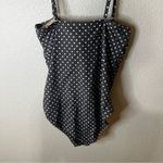 Garnet Hill  Gray white polka dot one piece swimsuit bathing suit 12 Photo 6