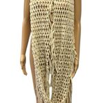 Steve Madden  Cream Metallic Gold Open Knit Fringed Infinity Scarf Photo 1