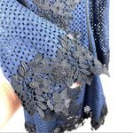 New Sara Campbell Mini Blue Floral Lace Dress Long Bell Sleeve Navy Size 0 Photo 6